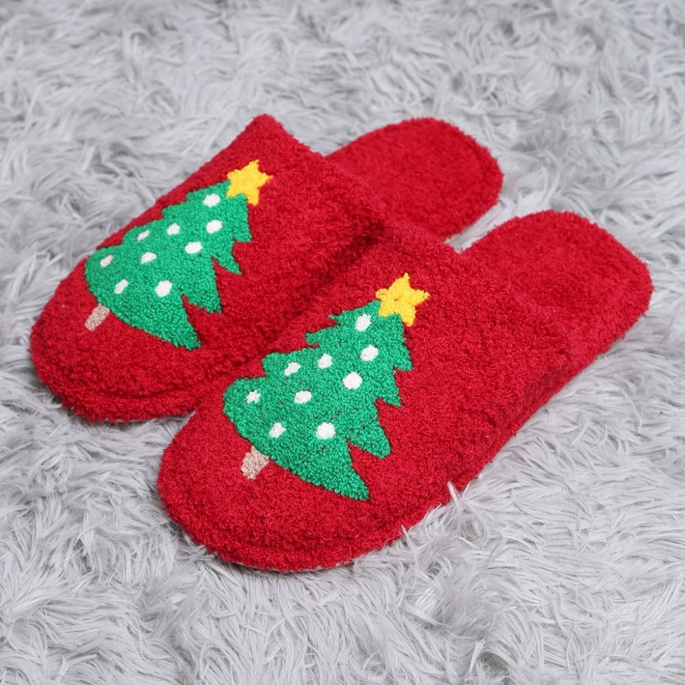 Christmas Tree Print Soft Home Indoor Floor Slippers